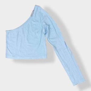 Zechka Blue One-Sleeved‎ Cropped Top Size S